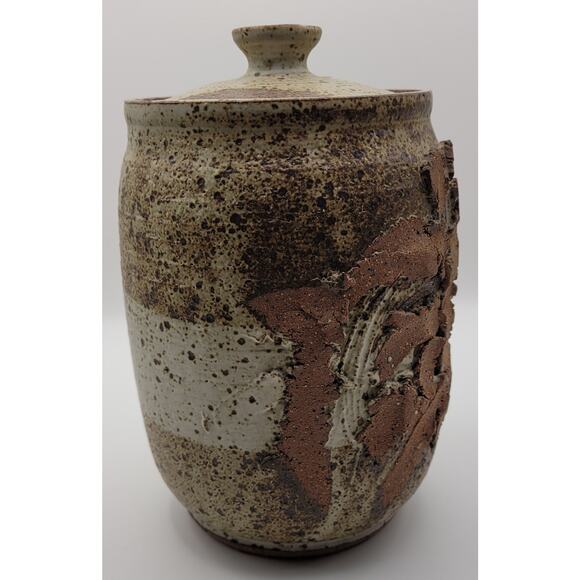 Unmarked Hand Thrown Art Pottery Brown Speckled Terracotta Canister - Picture 2 of 10